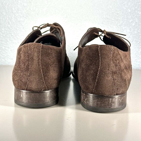 A Testoni Basic Oxford Dress Shoes Brown Suede Leather Mens Size 12 Lace Up - Picture 10 of 16